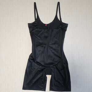 Spanx Thinstincts Bodysuit Shapewear Women Large Black Open Bust Mid Thigh